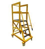 Model No. F10100 Fibreglass Mobile Platform Ladder for Electrical, Warehouse and Commercial Access Use, Professional Insulated Rolling Ladder for Maintenance, Picking and Installation Tasks 